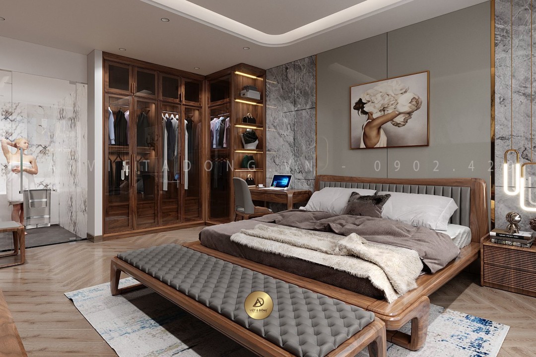 Giường ngủ gỗ óc chó VPOLITE-GN-04